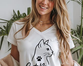 Minimalist Cat Mom Shirt, Cat Owner Birthday Gift