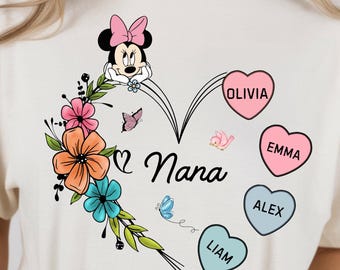 Personalized Nana Shirt With Kids Names, Custom Mothers Day Gift