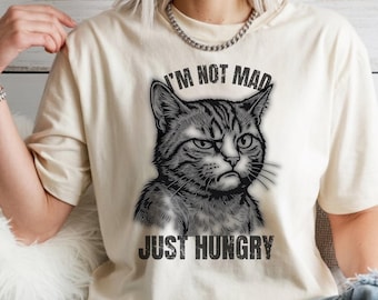 Cat Mom Gift, Funny Cat Shirt,  I'm Not Mad Just Hungry Tee