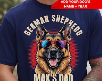 German Shepherd Dog Mom Dog Dad Shirt, Personalized Custom Year Birthday Tee