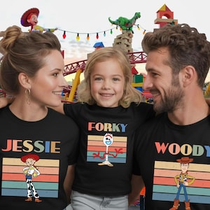 Vintage Toy Story Character Shirt, Disney Family Tee, Woody Buzz Jessie Rex Forky Hamm image 4