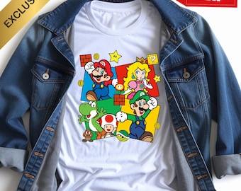 Super Mario Galaxy Movie T-Shirt, Mario, Luigi, Yoshi, Peach, Toad Tee