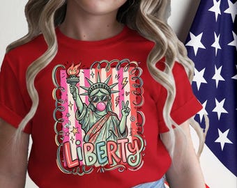 Cute 4th Of July Shirt, Liberty Graphic Tee, Coquette Patriotic Outfit
