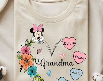 Personalized Grandma Shirt With Kids Names, Custom Nana Tee for Mothers Day