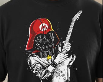 Mario Vader Guitar Shirt, Funny Galaxy Gamer Tee, Disneyland Star Wars Vacation Shirt