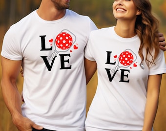 Pickleball Couple Matching Shirts, Paddle Ball Tee Valentines Gift for Her Him