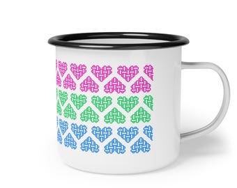 Polysexual Pride Enamel Mug - Inclusive Queer Heart Design