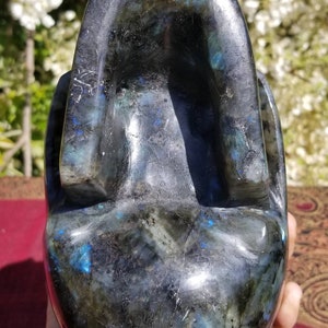 Finely Carved Labradorite Skull with Blue Fire Full Size Weighs Over 10 Pounds image 5