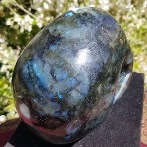 Finely Carved Labradorite Skull with Blue Fire Full Size Weighs Over 10 Pounds image 4