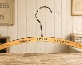 Vintage Wooden Advertising Hanger Royal Cleaners & Dyers - 230 W. Fremont Street in Stockton, California