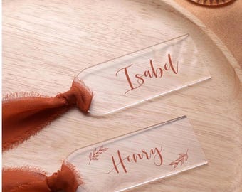 Acryl Platzkarten - Benutzerdefinierte Hochzeitsnamenkarten für Gäste, personalisierte Tischdekoration