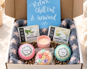 Presentförpackning för självvård för kvinnor, spa-presentförpackning för henne, avslappningspaket för vård, tänker på dig-present med mysiga strumpor och te