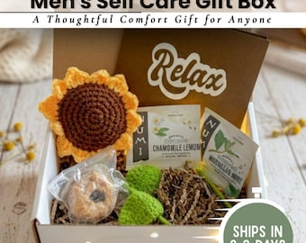 Men's Self Care Gift Box - Relaxation Spa Gift Basket for Him, Wellness Pamper Package, Grooming Gift Set, Men's Stress Relief Kit