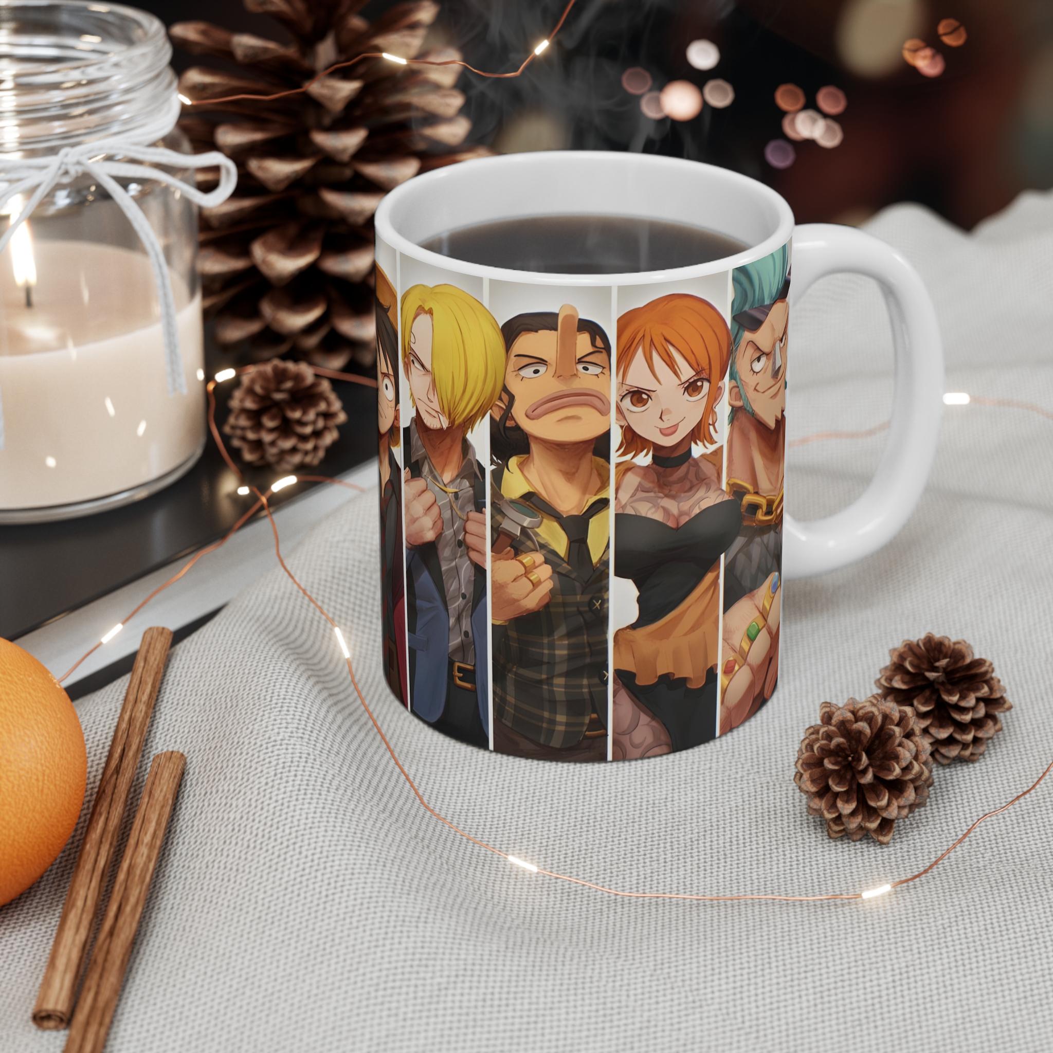 Mug One Piece Collection - Luffy, Zoro, Ace, Nami - Fresque Manga En Céramique 325ml