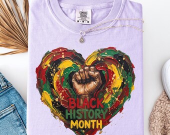 Black History Month Heart Fist T-shirt | Afrocentric Rasta Colors