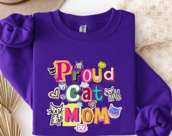Proud Cat Mom Crewneck Sweatshirt | Cat Lover Gift