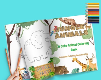 Kids Jungle Coloring Pages - Kids Activity Pages - Digital Download - Coloring Fun for Toddlers & Kids - Safari Animal Activity PDF