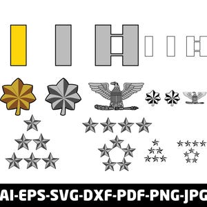 Army, Air Force, Marines Officer Rank, Vector, SVG, Cut file for Cricut