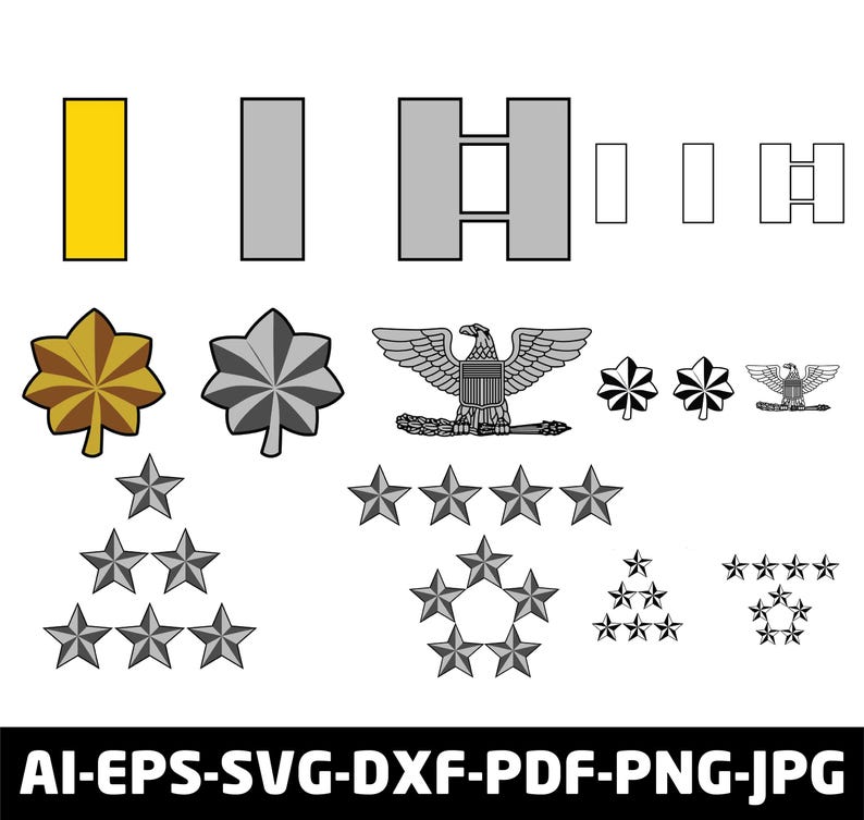 Power Ranks Beautiful Color Ranks Army, Air Force, Marines Officer Rank, Vector, SVG, Cut File for Cricut ...
