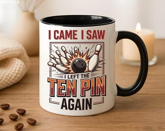 Caneca de boliche engraçada, "Deixei o pino 10 cair de novo", presente divertido para jogadores de boliche, pinos de boliche, caneca para o dia do jogo de strike, presente para fãs de esportes