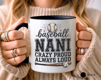 Caneca "Vovó do Beisebol", Caneca de Café "Vovó Louca, Orgulhosa e Sempre Barulhenta", Presente para Vovó Esportista, Fã de Beisebol da Família, Utensílio para Bebidas no Dia do Jogo, Melhor Vovó de Todas