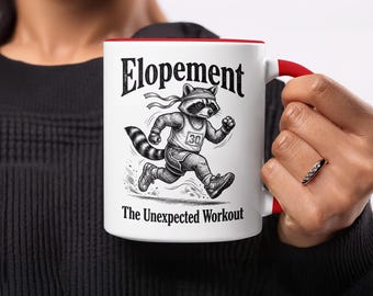 Caneca de corrida com estampa de guaxinim em fuga, caneca de café para treino inesperado, presente engraçado para atleta animal, humor para amantes secretos, utensílio de bebida exclusivo
