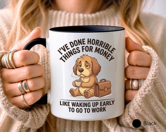 Caneca de Café "Cachorro Cansado", Caneca Engraçada com Sarcasmo no Trabalho, Humor Matinal, Presente para Amante de Cachorros Rabugentos, Caneca com Piada de Escritório, Caneca com Frase para Acordar Cedo