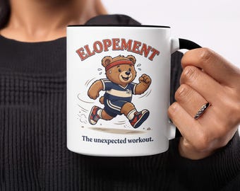Caneca Urso Correndo para Casamento a Dois, Presente Divertido de Noivado, Caneca de Café para Treino Inesperado, Caneca Fofa com Humor para Casamento, Presente para Casal que Vai Casar a Dois
