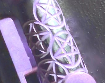Titanium Bolt Action Pen | Pentacle Engraved | Spinning Bearing Top | Black Purple Anodized | Ready to Ship EDC Fidget Pen