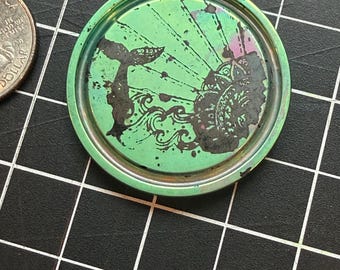 Anodized Titanium Decision Coin, Call of Cthulhu, Tree of Life, Electric Mandala