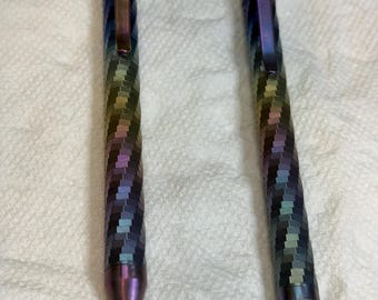 Titanium Faceted Pen | Locking Ballpoint | Full Spectrum Anodized Fade | Ready to Ship One of a Kind EDC Pen