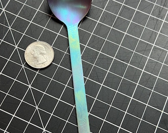 One of a Kind Anodized Titanium Spork, Northern Lights Aurora Fade, Camping and EDC Utensil