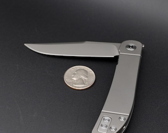 Titanium Frame Lock Flipper Knife with Smooth Scales - Dreamtech Clip Point - Customized for You