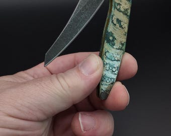 Brous Blades Minikami Customized Limited Edition Brass Flipper Knife – One of a Kind