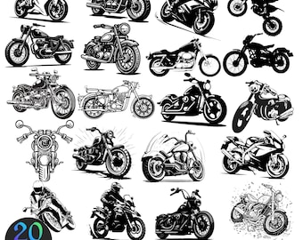 Motorcycle SVG Bundle | Biker Clipart | Chopper Silhouette | Dirt Bike Designs | Racing Moto Graphics | CNC Laser Cut Files