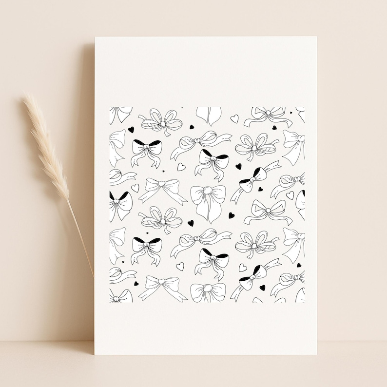 Bow Seamless Patterns Bundle, Ribbon Pattern Set, Hand Drawn Bows ...