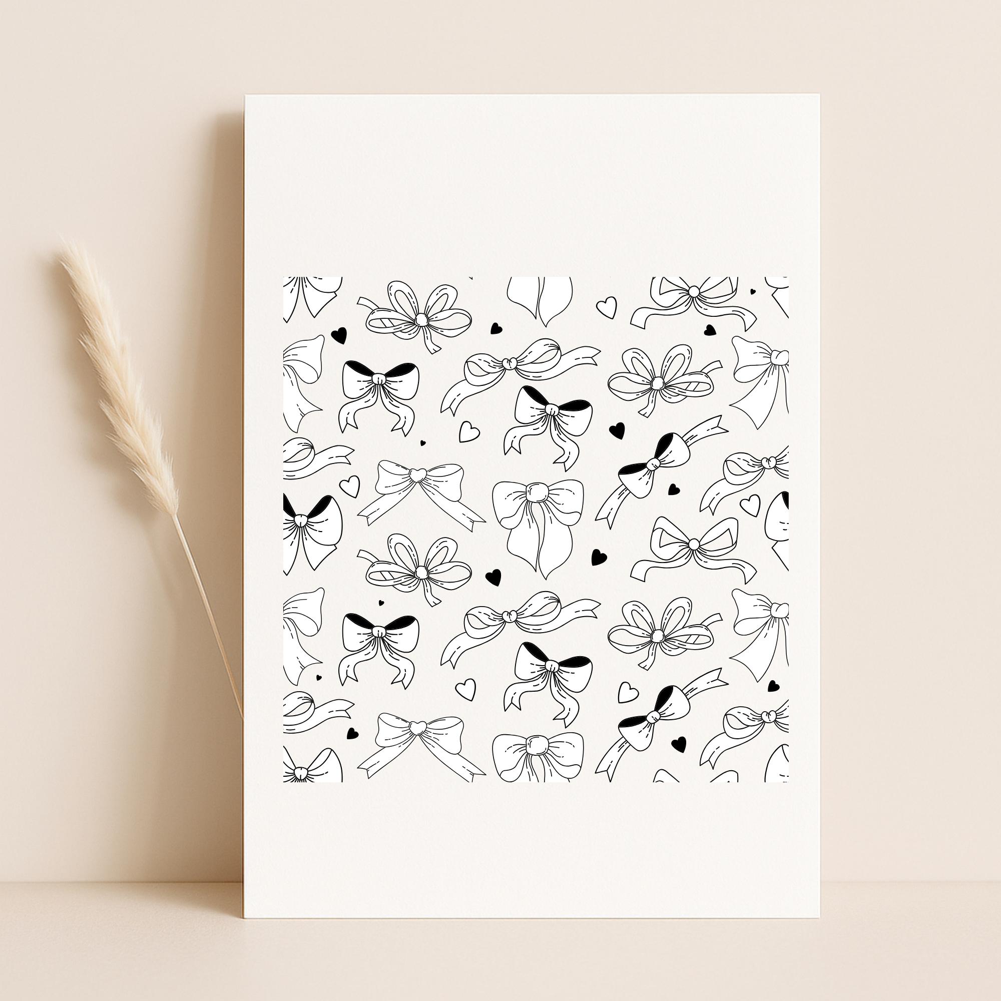 Bow Seamless Patterns Bundle, Ribbon Pattern Set, Hand Drawn Bows ...