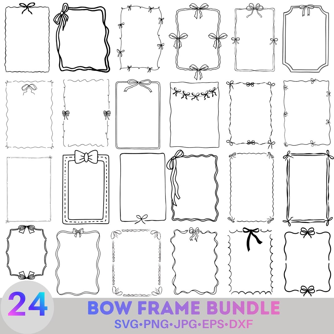 Bow Frame SVG Bundle, Elegant Bow Frames, Decorative Frame Collection ...