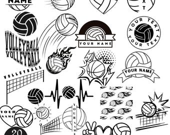 SVG-bundel volleybalteam: bal clipart, logo-ontwerpen (digitale download)