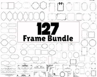 Decorative Frames SVG Bundle, Classic Borders PNG Jpg Eps, Ornamental Label Clipart, 127 Designs