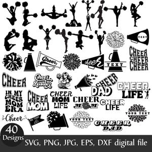 Cheerleader SVG Bundle: Clipart, Silhouette, Megaphone (Digital Download)