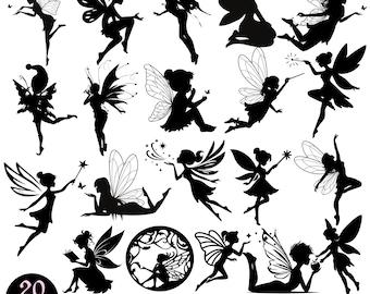 Fairy Silhouette Svg Bundle, FAIRY SILHOUETTE SVG Megapack, Fairies Svg Eps Jpg, Fairy Clipart, Fairy Cricut, Fairy Vector, Digital Download