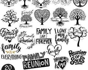 Disegni SVG per l'albero genealogico della riunione di famiglia: 20 grafiche (download digitale)