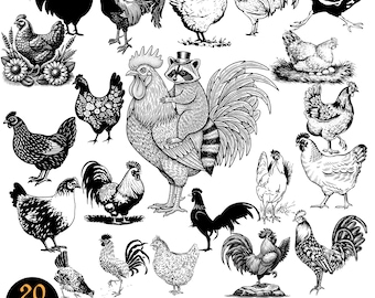 Chicken Svg Bundle, Rooster Svg, Funny Chicken Svg Png Jpg Eps Dxf, Crazy Chicken Lady Svg, Chicken Whisperer Svg, Chicken Clipart