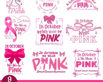 Breast Cancer Awareness PNG Bundle: Pink Ribbon Designs (Digital Download)