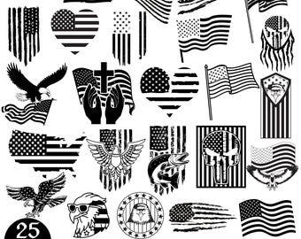Distressed American Flag Svg Bundle, USA Flag Svg jpg eps, USA Flag Clipart Png, American Flag, USA Flag Silhouette, Instant Download