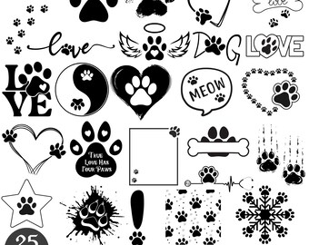 Impronta di zampa in formato SVG, zampa di cane in formato SVG, cane in formato SVG, zampa in formato SVG, zampa di animale in formato SVG, zampa di gatto in formato SVG, file di taglio dell'impronta di zampa di cane, file di taglio dell'impronta di zampa, impronta di animale in formato SVG