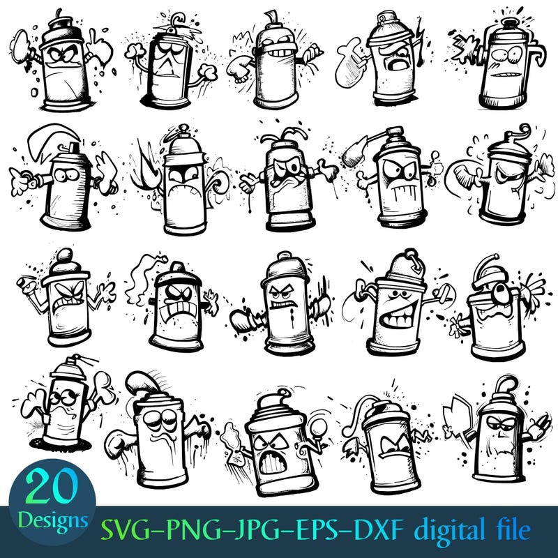 Cartoon Spray Paint Can Graffiti - Etsy