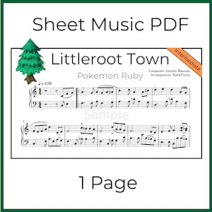 Littleroot Town Pokémon Ruby/Sapphire Piano Sheet Music PDF – Melancholic & Nostalgic Game Music – Beginner – Instant Download