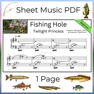 Fishing Hole Twilight Princess Piano Sheet Music PDF | Beginner Authentic Arrangement | Cozy Relaxing Legend of Zelda LoFi Study 1 Page